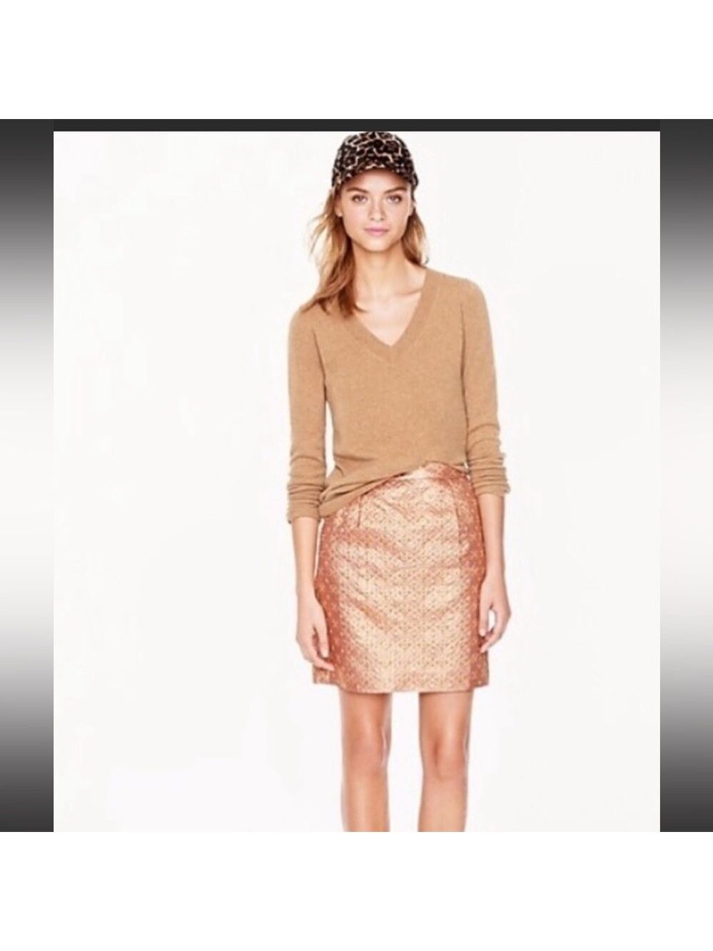 J. CREW COLLECTION Pink Copper Metallic Silk Brocade Mini Skirt Sz 4 NWOT